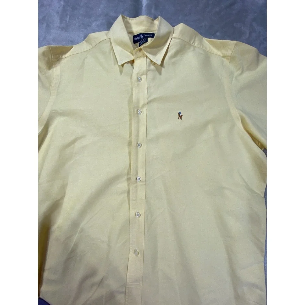 Polo‎ Ralph Lauren Dress Shirt Mens 17-35 Yellow Yarmouth Business Button Down